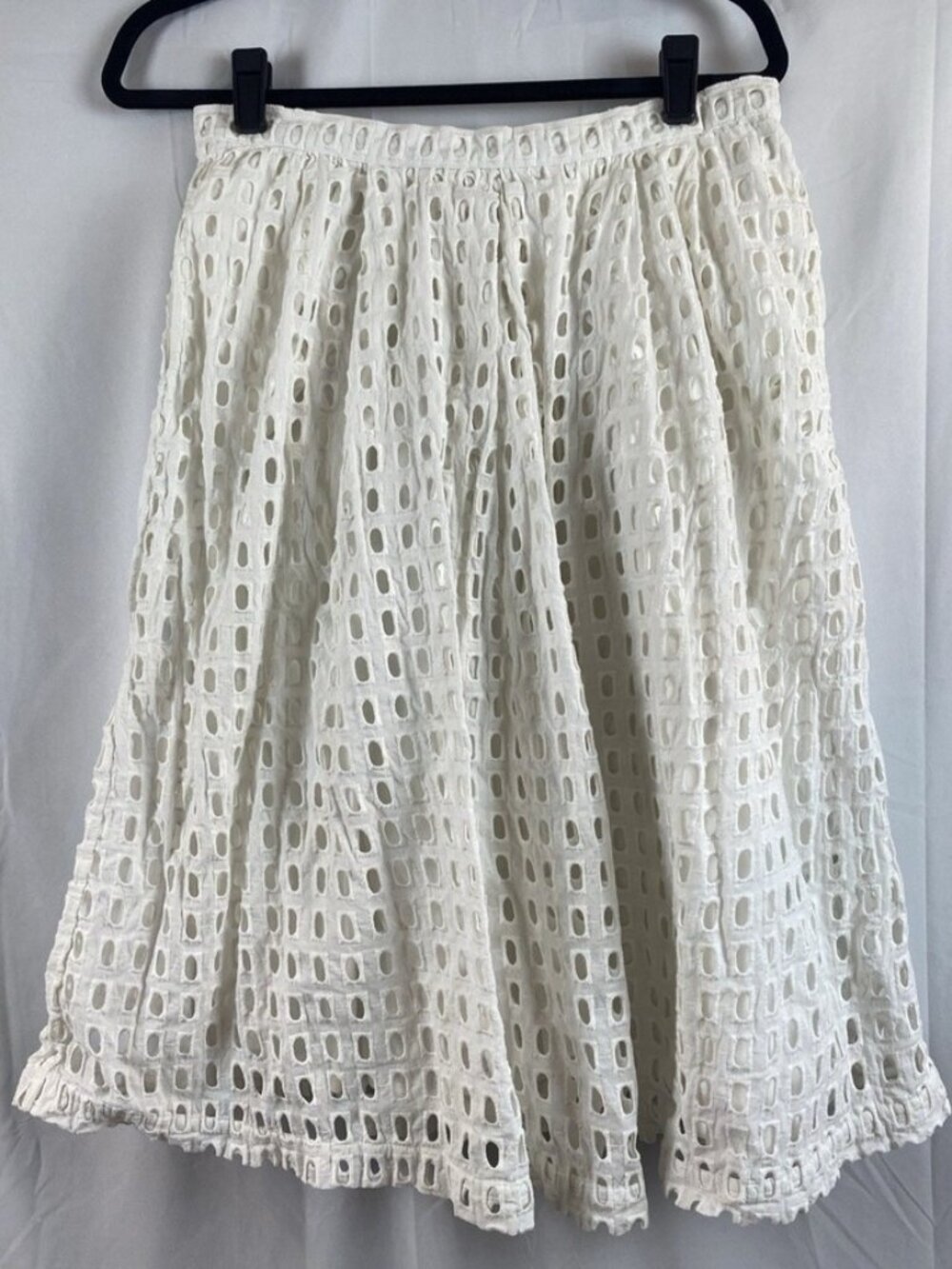 White Eyelet Lined A Line Skirt Back Zipper